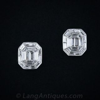 Octagonal Baguette Diamond Earrings
