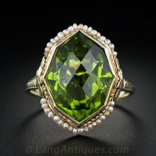 Octagonal Peridot Ring