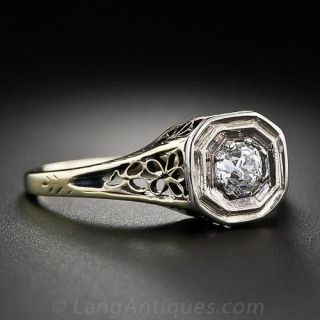 Octagonal Vintage Diamond Filigree Ring