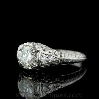 One Carat Center Edwardian Style Platinum Engagement Ring