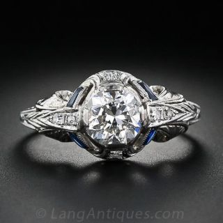 One-Carat Diamond Art Deco Engagement Ring