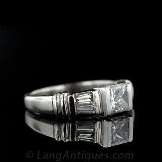 One Carat Princess Cut Diamond Estate Engagement Ring