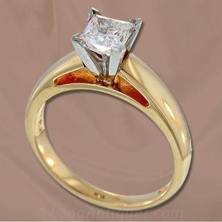 One Carat Princess Cut Diamond Solitaire