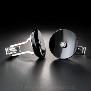 Onyx and Diamond Cuff Links by Kurt Gutmann