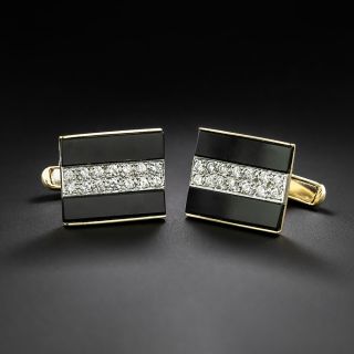 Onyx and Diamond Cufflink and Stud Set