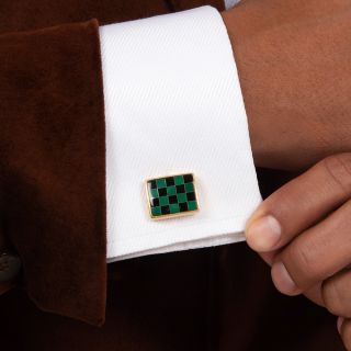 Onyx and Malachite Checkerboard Cuff Links