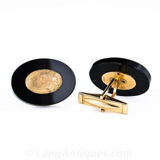 Onyx and Yellow Gold Cufflinks