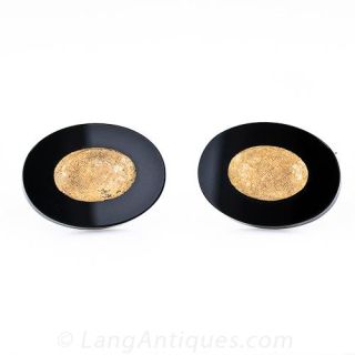 Onyx and Yellow Gold Cufflinks