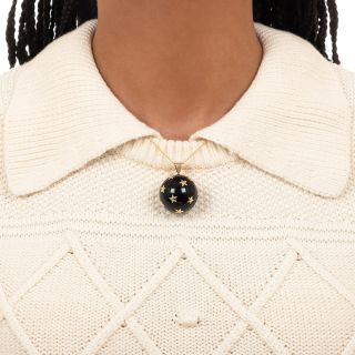 Onyx Gold Star Ball Pendant