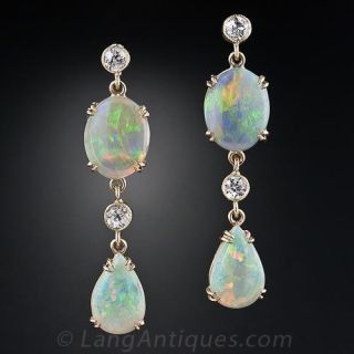Opal and Diamond Drop Earrings