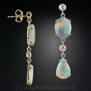 Opal and Diamond Drop Earrings