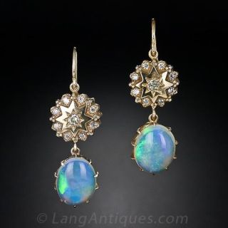 Opal and Diamond Drop Earrings