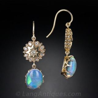 Opal and Diamond Drop Earrings