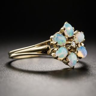 Opal and Diamond Flower Ring 