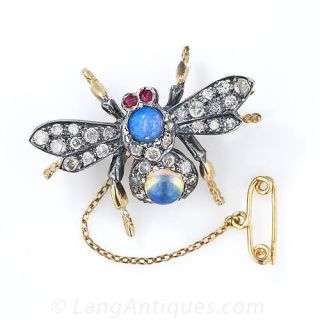 Opal and Diamond Fly Pin
