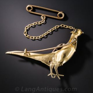 Opal And Diamond Pheasant Pin - English