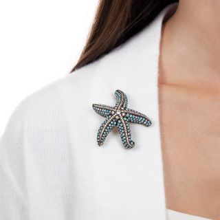 Opal and Diamond Starfish Brooch
