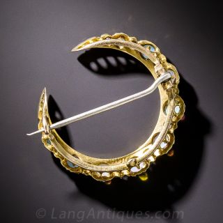Opal and Diamond Victorian Crescent Pin