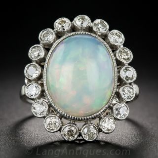 Opal and Diamond Vintage Style Cluster Ring - 2