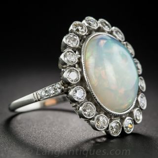 Opal and Diamond Vintage Style Cluster Ring