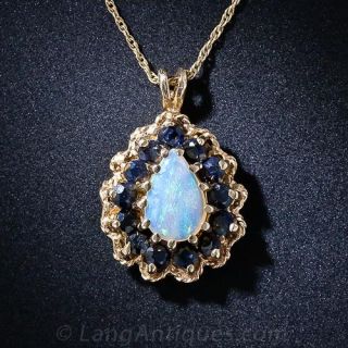 Opal and Sapphire Drop Necklace