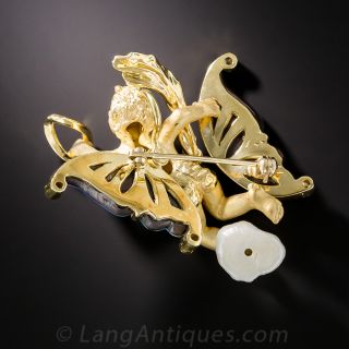 Opal, Diamond and Pearl Angel Brooch
