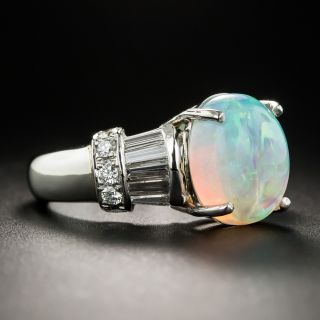 Opal Diamond Platinum Ring