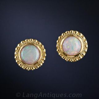 Opal Ear Studs in 22 Karat Gold