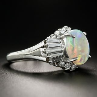 Opal Platinum and Diamond Cocktail Ring