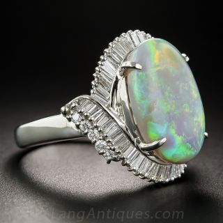 Opal, Platinum and  Diamond Ring
