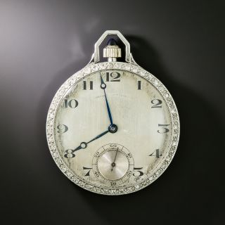 Open Face Platinum Diamond Tuxedo Watch By Theodore B. Starr  - 1