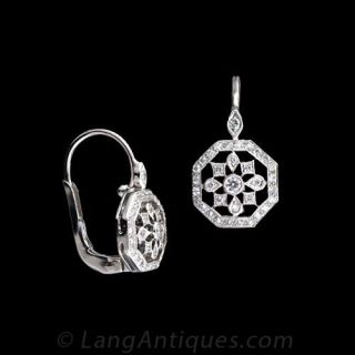 Openwork Vintage Style Diamond Drop Earrings