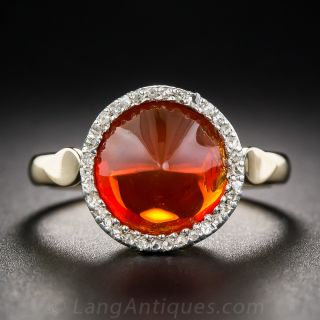 Orange Fire Opal and Diamond Ring