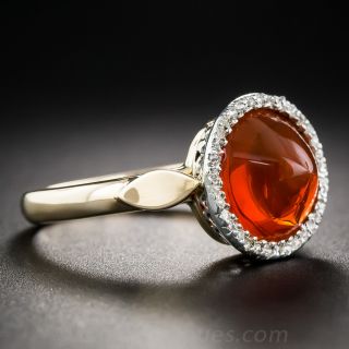 Orange Fire Opal and Diamond Ring