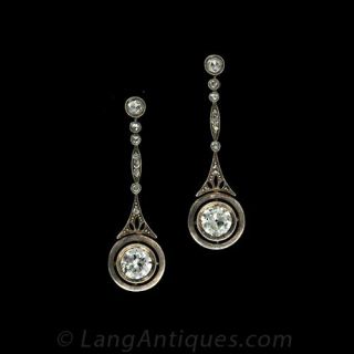 Original Antique Diamond Drop Earrings and Necklace