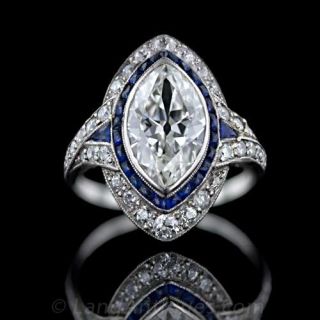 Original Art Deco 2.00+ Carat Marquise Diamond Ring