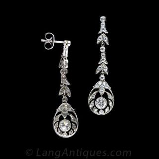 Original Art Deco Diamond Drop Earrings