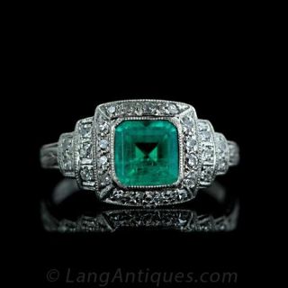 Original-Art-Deco-Emerald-and-Diamond-Ring-Main-View