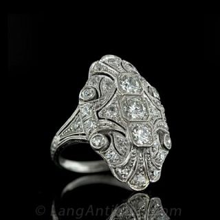 Original Edwardian Platinum Diamond Dinner Ring