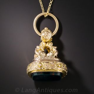 Ornate Bloodstone Fob Necklace