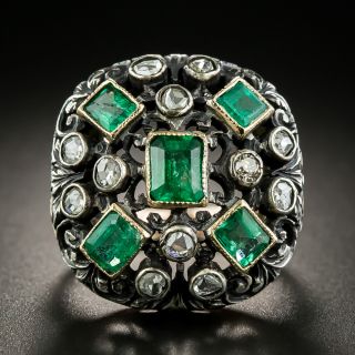 Ornate Victorian Emerald and Diamond Ring - 3
