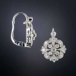 Ornate Vintage Style Diamond Drop Earrings