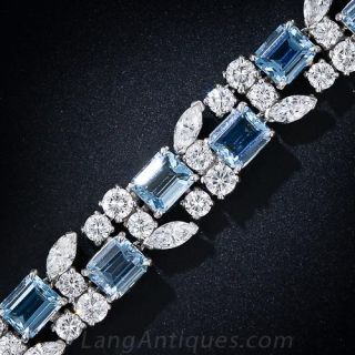 Oscar Heyman Aquamarine and Diamond Bracelet