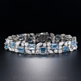 Oscar Heyman Aquamarine and Diamond Bracelet