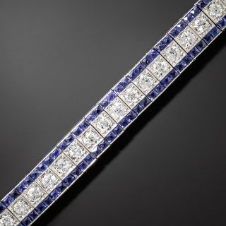 Oscar Heyman Art Deco Diamond and Sapphire Triple Line Bracelet  - 3