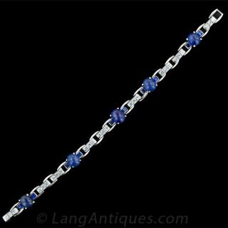 Oscar Heyman Art Deco Star Sapphire and Diamond Bracelet - 2