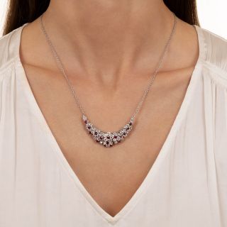 Oscar Heyman Diamond and Ruby Crescent Necklace/Brooch