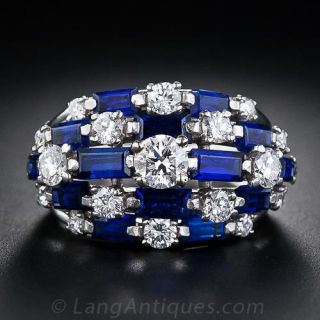 'Oscar Heyman' Diamond and Sapphire Dome Ring