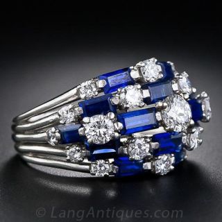 'Oscar Heyman' Diamond and Sapphire Dome Ring