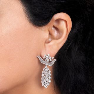 Oscar Heyman Diamond Cluster Drop Earrings